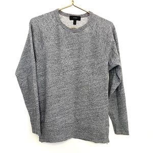 J Crew Women's Pullover Sweatshirt S Knit Heathered Gray Crew Neck Zipper Sides